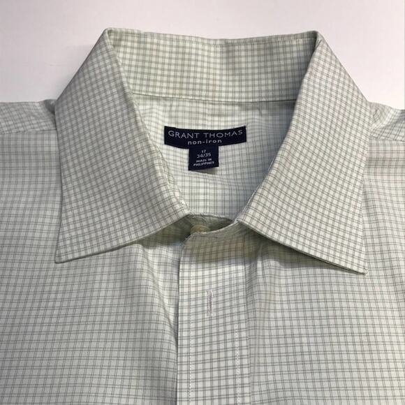 GRANT THOMAS Mens 17 - 34/35 Green Dress Shirt - Picture 1 of 3